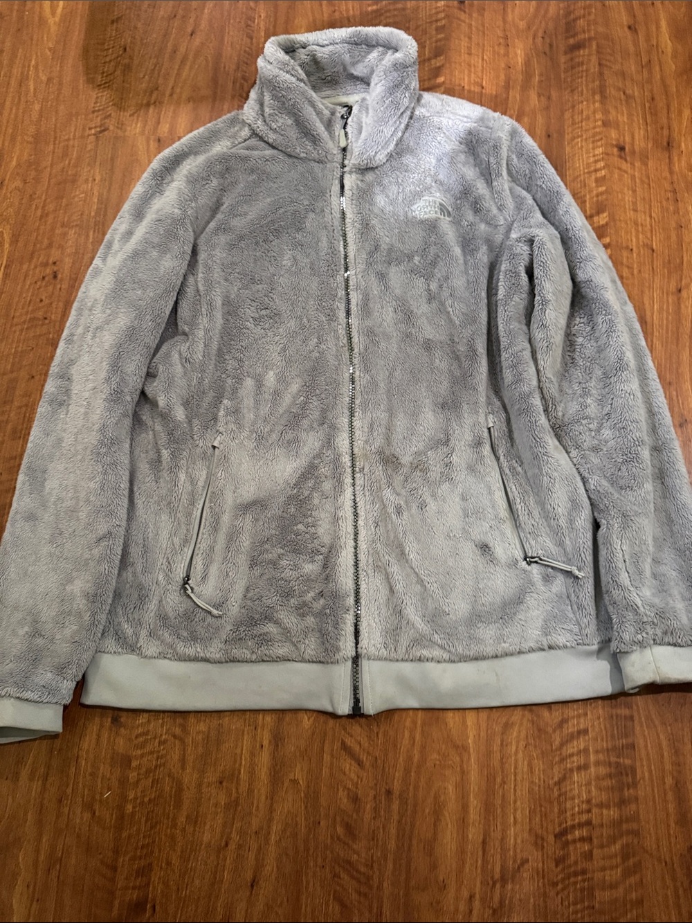 The North Face Gray Plush Full-Zip Teddy Jacket